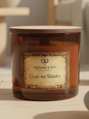 Świeca sojowa zapachowa Czas na relaks, dary natury, wegańska świeca sojowa, zdrowa świeca
