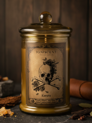 Świeca sojowa zapachowa Kurara miniatura, świeca vintage, mistyczna świeca, mistyczny zapach, kadzidło