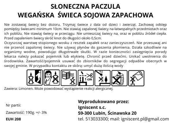 ŚWIECA O ZAPACHU PACZULI SŁONECZNA PACZULA, kolendra, asmanthis - obrazek 5