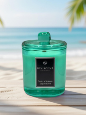 Świeca sojowa zapachowa Rajska plaża pięknie pachnąca świeca, piękna świeca, piękna plaża