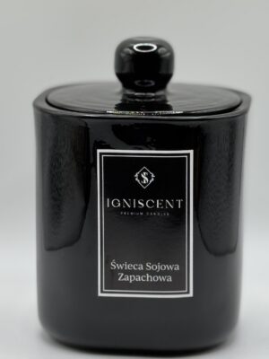 Tajemnice orientu świeca sojowa zapachowa. Czarna świeca. Elegancka świeca. Piękna świeca