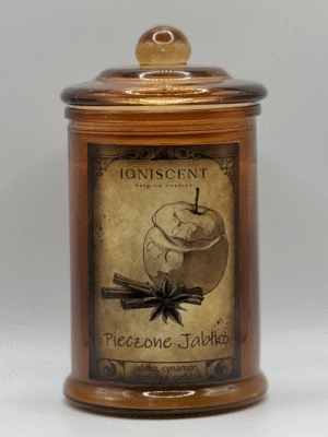 Pieczone jabłko świeca sojowa zapachowa w stylu vintage. Pachnąca świeca, świeca vintage