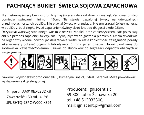Bukiet czerwonych róż świeca sojowa zapachowa