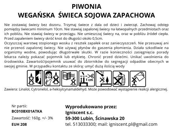 Świeca sojowa zapachowa Piwonia