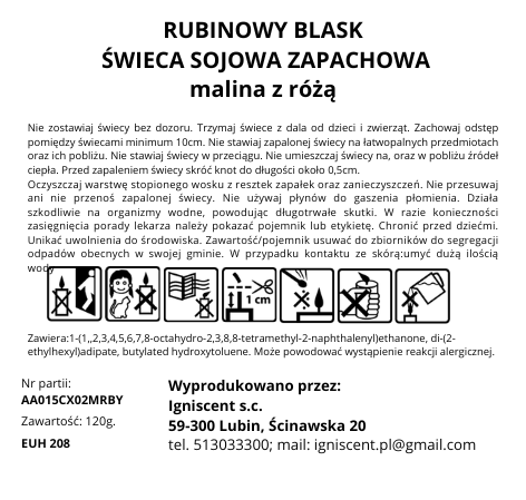 RUBINOWY BLASK piękny aromat, mała świeca sojowa, zapachowa - obrazek 3