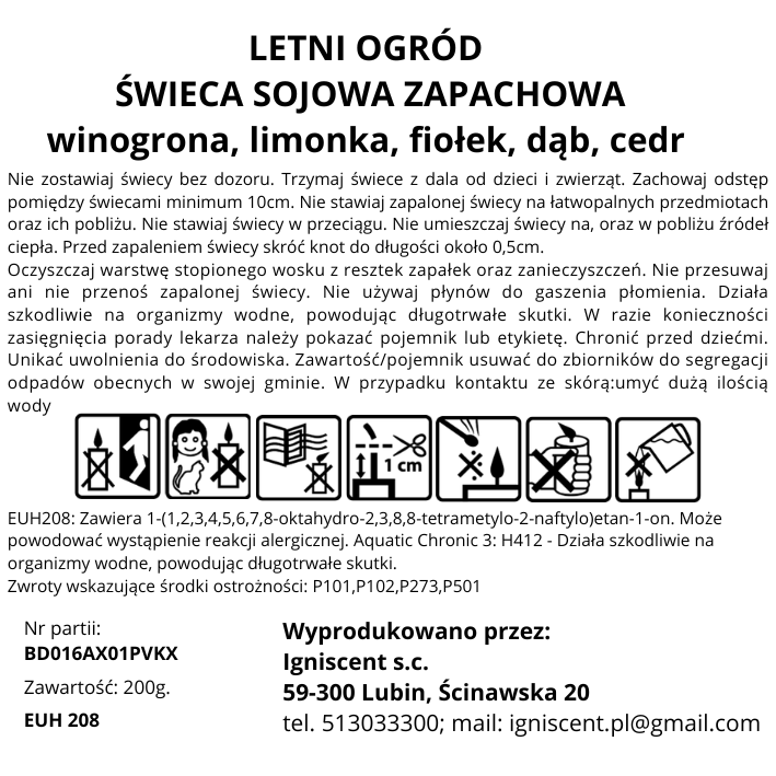 Świeczka sojowa Letni Ogród; winogrona, limonka, fiołek - obrazek 8