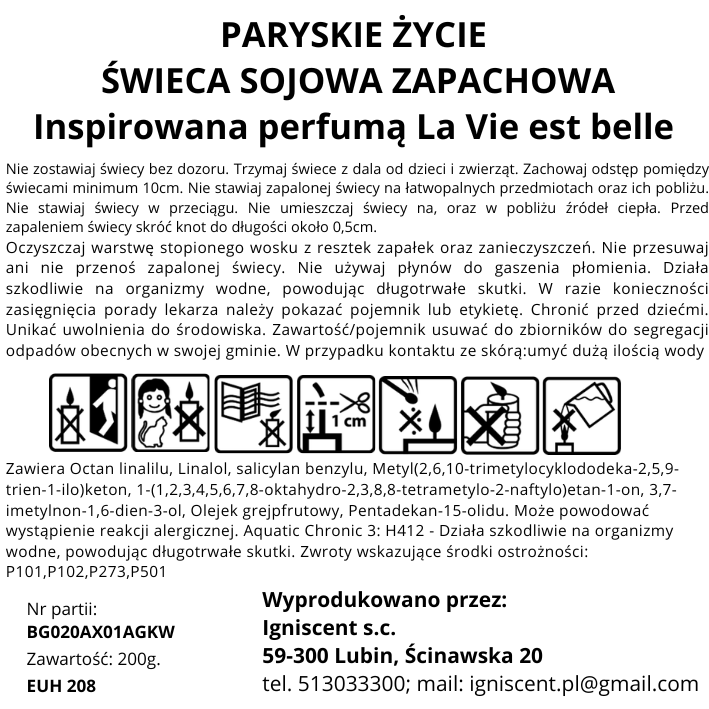 Świeca sojowa zapachowa Paryskie Życie; inspirowana La Vie Est Belle - obrazek 8