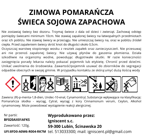 ZIMOWA POMARAŃCZA piękny aromat, mała świeca sojowa, zapachowa - obrazek 3