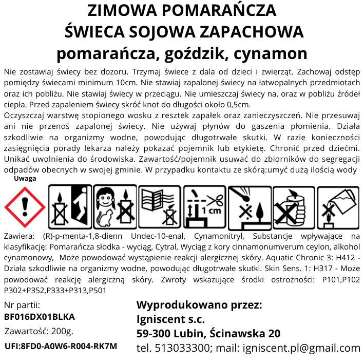 Świeca sojowa Pomarańcza z cynamonem; pomarańcza, cynamon, goździki - obrazek 8